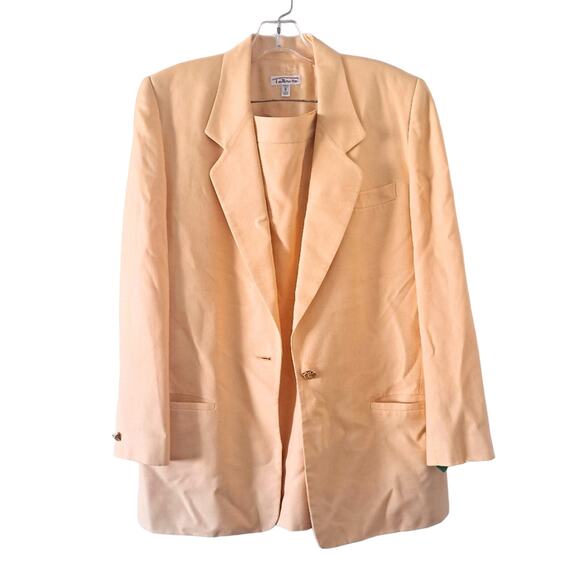 Talbots Italian Fabric Yellow Colored Notch Collar L/S Skirt Suit - Size 8/10 - Picture 1 of 12